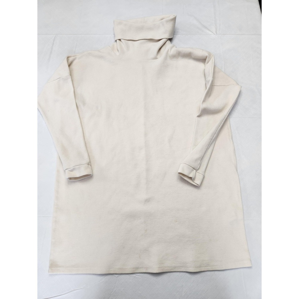 Lulus Sweater Dress Womens Medium White Turtleneck Thermal Long Sleeve Made USA